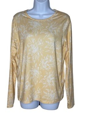 Hang Ten Women’s SunRay Yellow Floral Long Sleeve Tee UV Protection Medium